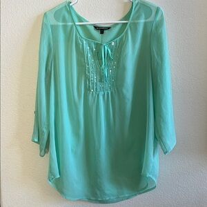 Express Mint Green Peasant Tunic Blouse